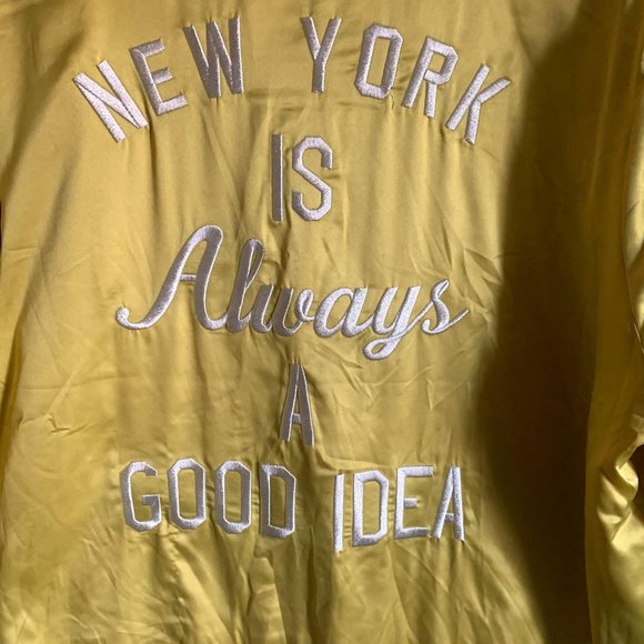 Forever 21 Yellow Satin Bomber New York Plus size - Picture 4 of 13